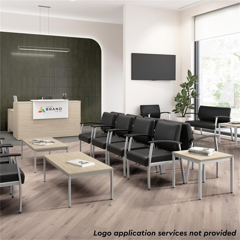 Arrive 72W x 72D L Shaped Reception Desk in Natural Elm - Engineered Wood