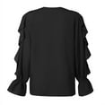thumbnail image 4 of SNKSDGM Women's Plus Casual Easter Shirts for Women off The Shoulder Tops for Women Baggy Solid Color Ruffles V Neck Blouse Puff Sleeve Shirts for Women Shirts for Women Trendy Plus, 4 of 8