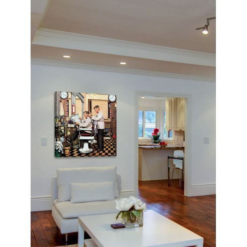 "Barber Getting Haircut" Painting Print on Wrapped Canvas