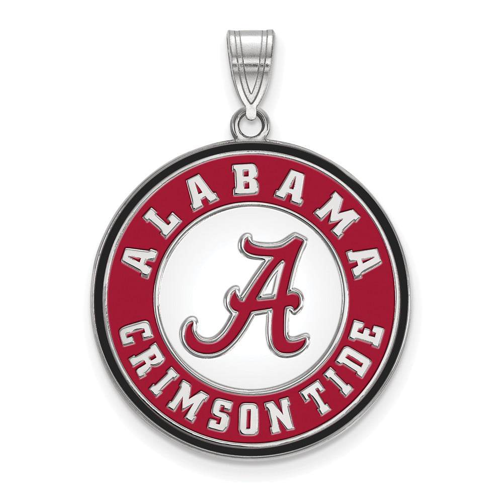 Solid 925 Sterling Silver University of Alabama Medium Pendant with Necklace 37mm 