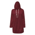 thumbnail image 4 of Women Oversized Hoodie Dress Warmy Women's Casual Pullover Split Hem Drawstring Long Sweatshirt with Pocket, 4 of 6