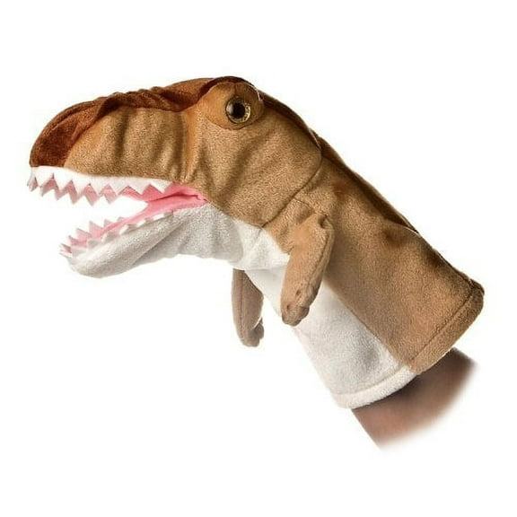 Aurora - Medium Brown Hand Puppet - 8" T-Rex - Interactive Stuffed Animal