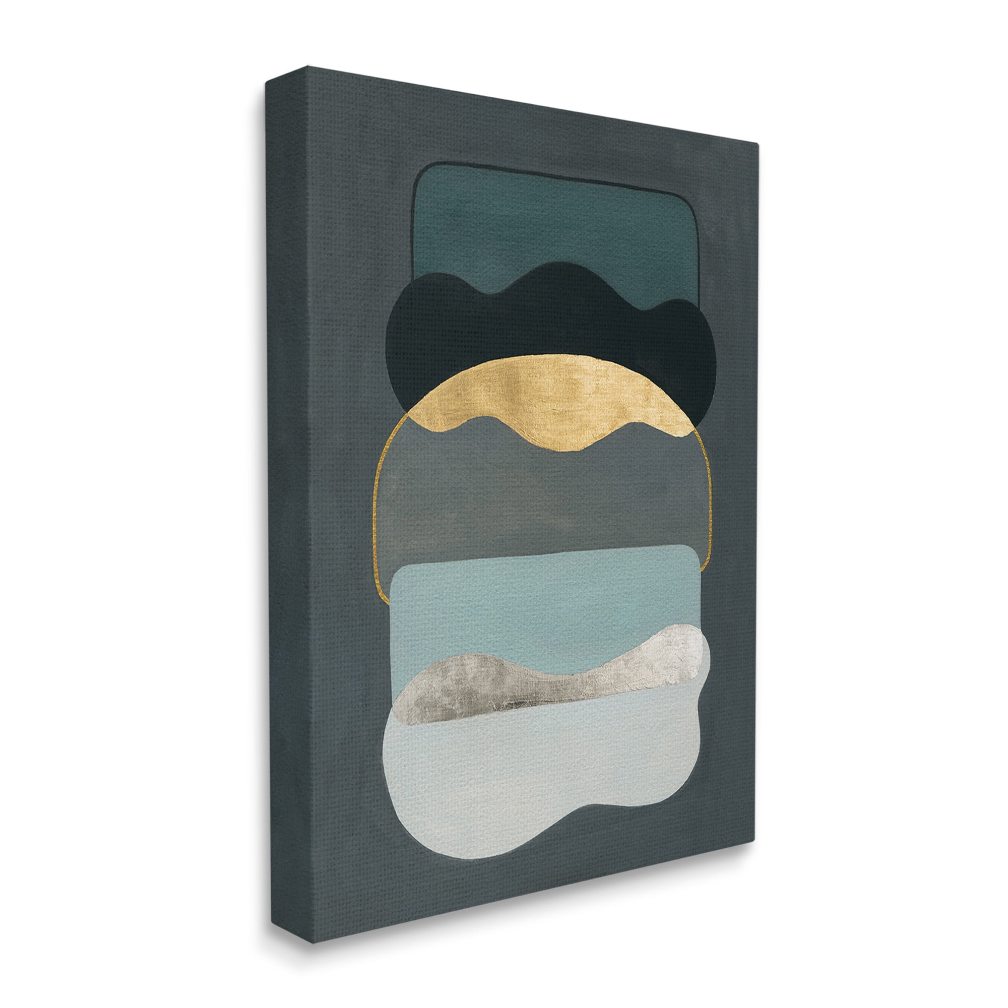 Stupell Industries Dark Layered Shapes Abstract Painting Gallery Wrapped Canvas Art Print Wall Art, 36 x 48