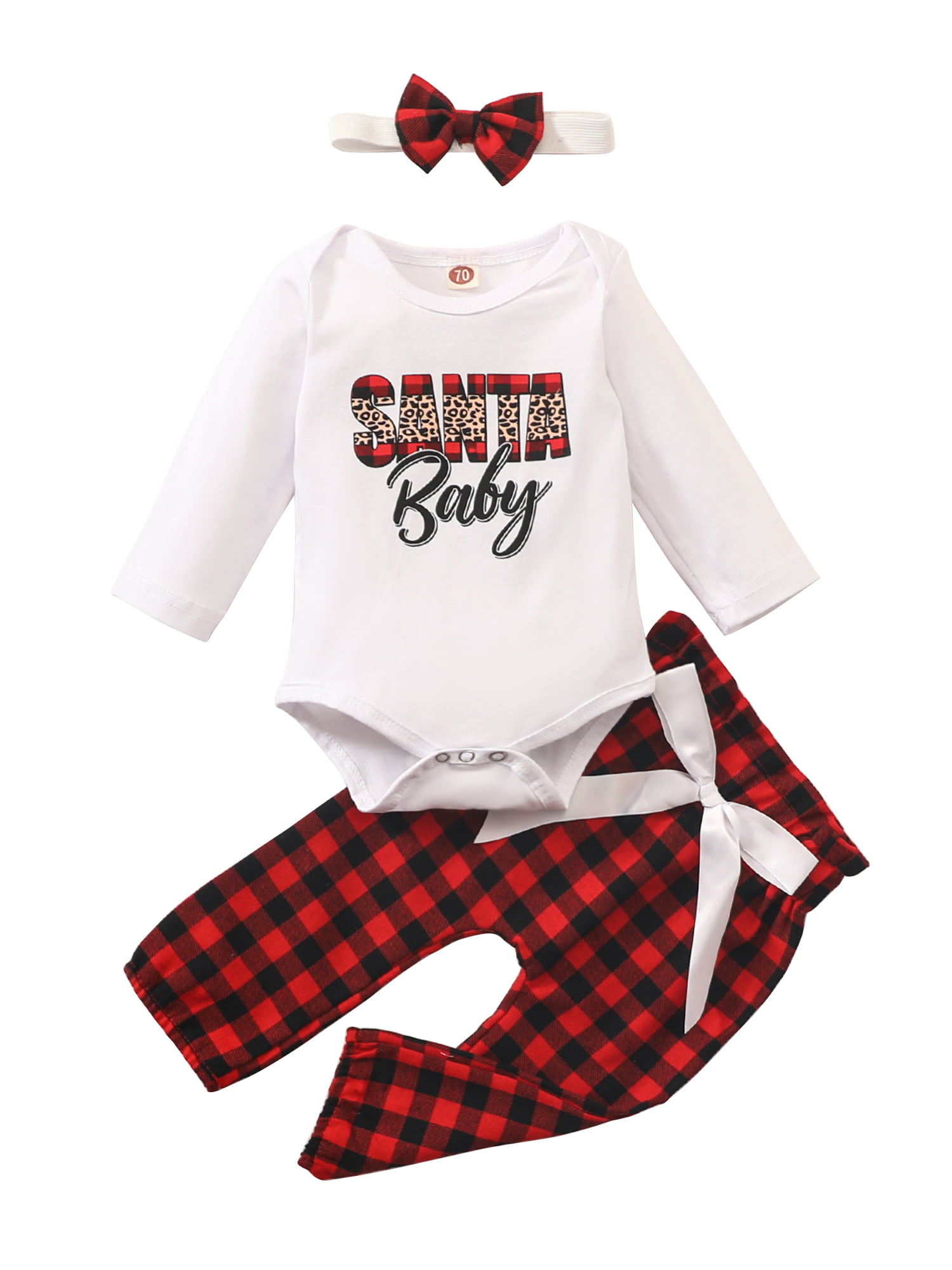 Details about   Newborn Baby Girl Christmas Outfit Romper Tops Plaid Tutu Pants Headband Clothes 