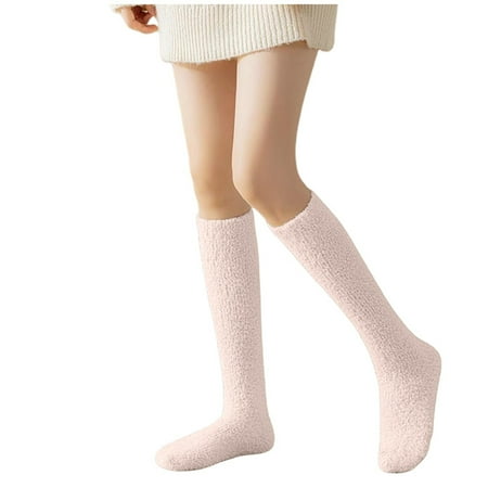 LARUYEKO Coral Velvet Calf Socks for Women in Autumn and Winter Plus Velvet Thickened Home Floor Sleeping Confinement Warm Winter Stockings Dolls Lingerie Footlocker I Heart Raves Sequin Compression