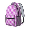 thumbnail image 2 of Purple and White Checkered Pattern Backpack for School, Cute School Bag with Adjustable Shoulder Straps and Padded Back, 15.3"x11"x6.7", 2 of 5