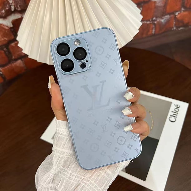 Funda De Cristal HD Premium Para iphone 11 , 12 , 13 , 14 , ProMax , 3D , Erosionada , Patrón LV , Cubierta Protectora De Lente De Cobertura Total