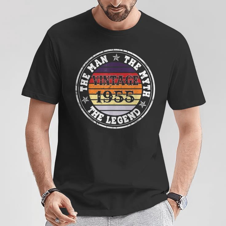 70th Birthday Shirt For Men - Vintage 1955 Retro Design Customizable Birthday Gift T-Shirt - View #3