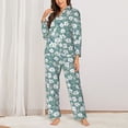 thumbnail image 2 of Pajama Sets for Women 2 Pcs, Floral Button Down Long Sleeve Sleepwear Lounge PJ Sets, 2 of 6