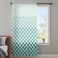 thumbnail image 4 of Teal Chevron Sheer Curtains 45 Inches Long, Ombre Geometric Ocean Wave V-shaped Light Filering Curtains, Breathable Simi Curtain Privacy Drapes for Kitchen Bathroom Lightweight Small Window Treatment, 4 of 9