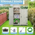 thumbnail image 7 of Outdoor Storage Cabinet|Waterproof Metal Roof & Wooden Vertical Design, Tall Garden Tool Shed with Multiple Shelves for Patio, Backyard, Lawn, Yard,Outdoor Storage shed, 7 of 7