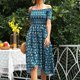 thumbnail image 5 of Vestido de hombro plano con estampado de verano para mujer Vestido de playa Vestido de sol Vestido largo Fridja  qw3293, 5 of 5