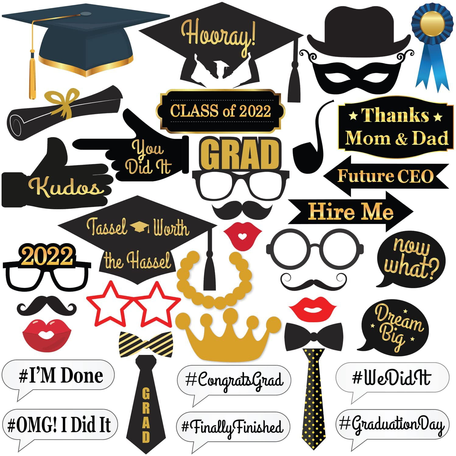 XtraLarge Graduation Photo Booth Props 2022 - Pack of 40 | Graduation Photo  Props for Graduation Party Decorations 2022 | Graduation Party Supplies | Graduation  Props 2022 for Photoshoot, Little DIY - Walmart.com
