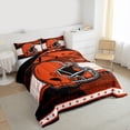 thumbnail image 3 of jejeloiu Football Sport Helmet Full Size Comforter Sets,Orange White Black Bedding Sets For Boys Teens Reversible 3 Pieces, 3 of 8
