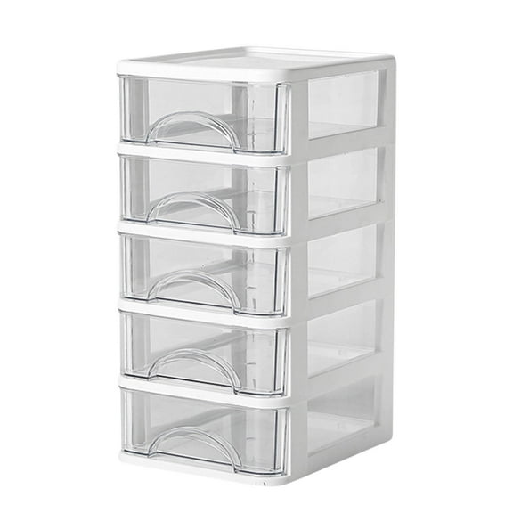 Yoloke 5 Layer Desktop Drawer Mini Plastic Containers Small Organizer Drawers Transparent Cosmetic Dresser Organizer for Makeup Bathroom Office Dorm Desk Countertop (White, 5.6*7.2*4.7in)