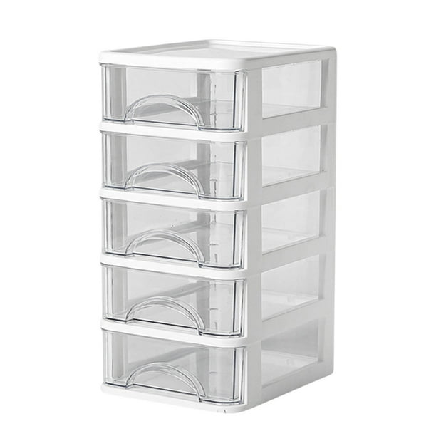 Caja organizadora de escritorio, mini cajón organizador, accesorios de escritorio de plástico transparente para guardar artículos de papelería, cosméticos, joyas y material de oficina. Compartimento