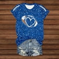 thumbnail image 2 of Women Sequin Football T Shirts Game Day Heart Graphic Short Sleeve Crewneck Tops Trendy Casual Summer Classic Fit Tees Z006-Blue XXL, 2 of 5