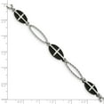 thumbnail image 4 of Stainless Steel Polished Black IP-plated 7in With 1in ext. Cross Chain Bracelet; for Adults and Teens; for Women and Men, 4 of 4