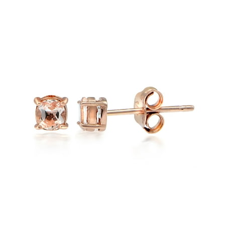 18k Rose Stud - 18k Rose Gold over Silver Morganite 3mm Round Stud Earrings