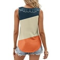 thumbnail image 4 of Lenpel Women's Tank Tops Summer Casual V Neck Ruffle Trim Color Block Sleeveless T Shirts Cami Tunic Tee Blouses, 4 of 6