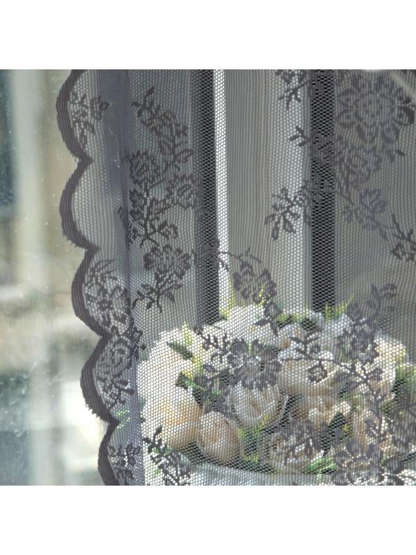 Embroidery Window Panel Drape Sheer Floral Lace Sheer Rod Pocket Curtain Panel 
