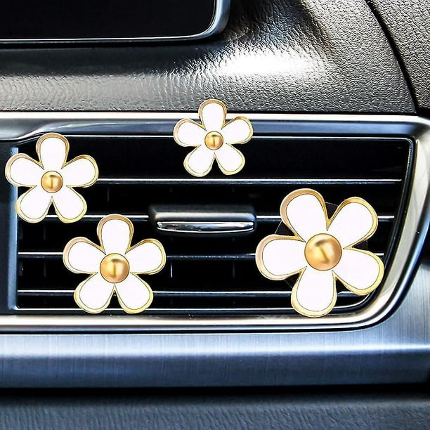 8 Pièces Clips d'évent de fleurs de marguerite Clip de désodorisant de voiture  Clip décoratif d'évent (blanc) (blanc) 