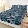 thumbnail image 3 of Homewish Boys Girls Zebra Print 4 Pieces Queen Sheet Sets,Abstract Geometric Stripes Ultra Soft Flat Sheet,Black Blue Queen Fitted Sheet,Ultra Soft Home Decor, 3 of 7