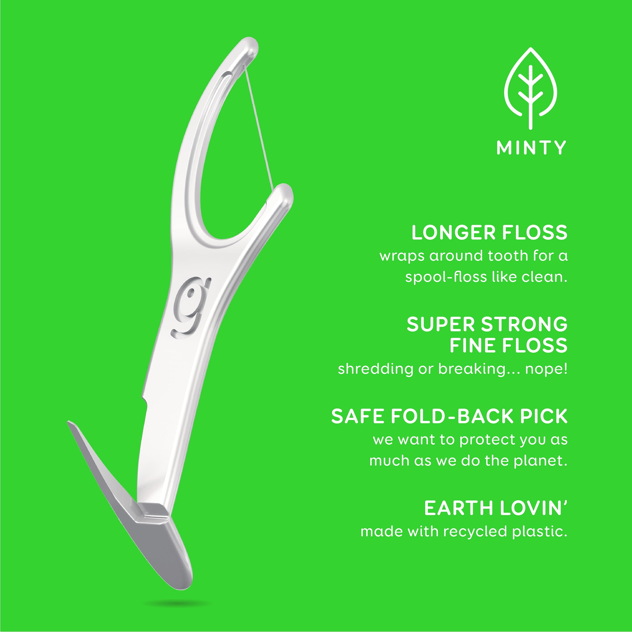 Grin Oral Care Clean Flosspyx Floss Picks, Dental Flossers with Minty Flavor, Super Strong Fine Floss, Recycled Plastic, 150 Count