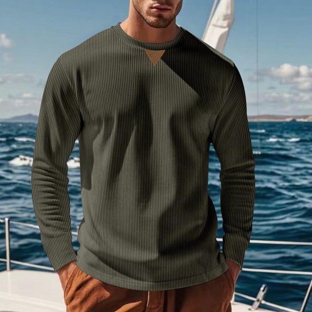 pstuiky manga larga de hombre, Blusas/camisas casuales de moda para hombre, de color liso, de manga larga y cuello redondo tops de invierno para hombre m