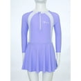thumbnail image 6 of renvena Kids Girls One Piece Rash Guard Swimsuit Long Sleeve Swim Dress UPF 50+ Beachwear Bathing Suit Purple XL, 6 of 7