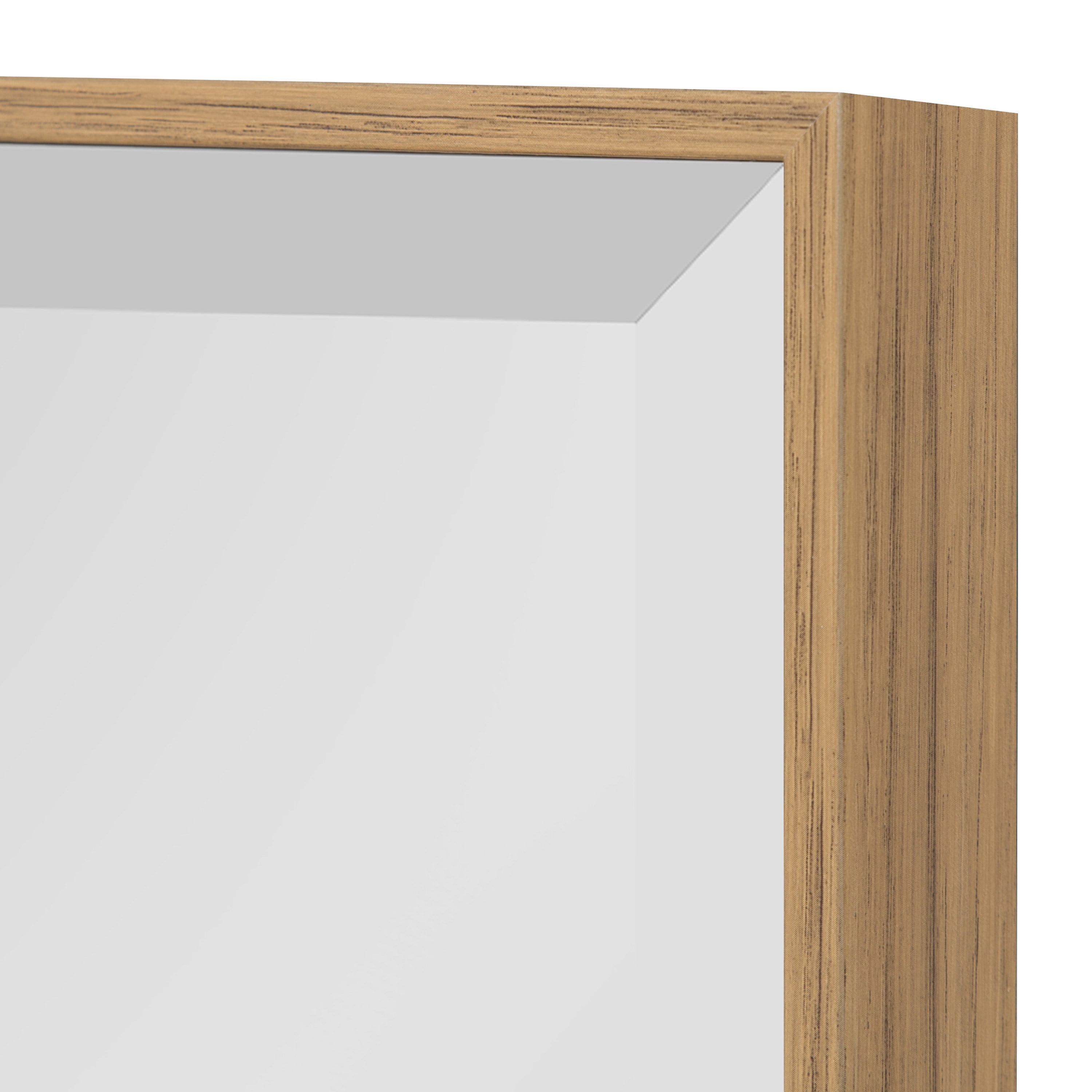 Kate and Laurel Rhodes Large Framed Decorative Rectangle Wall Mirror, 25x37 Natural Teak Finish