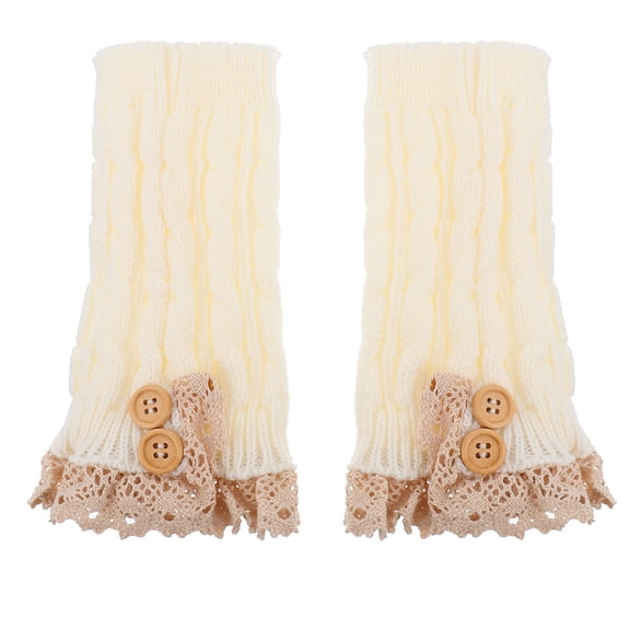 WRITWAA 1Pair Knitted White Wool Boot Cover Short Socks Warm Winter Boot Cuff