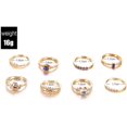 thumbnail image 2 of 8 Pieces Simple Circular Water Drop Crystal Joint Ring Exquisite Party Carved Flowers Ring Set Valentines Gift, 2 of 4