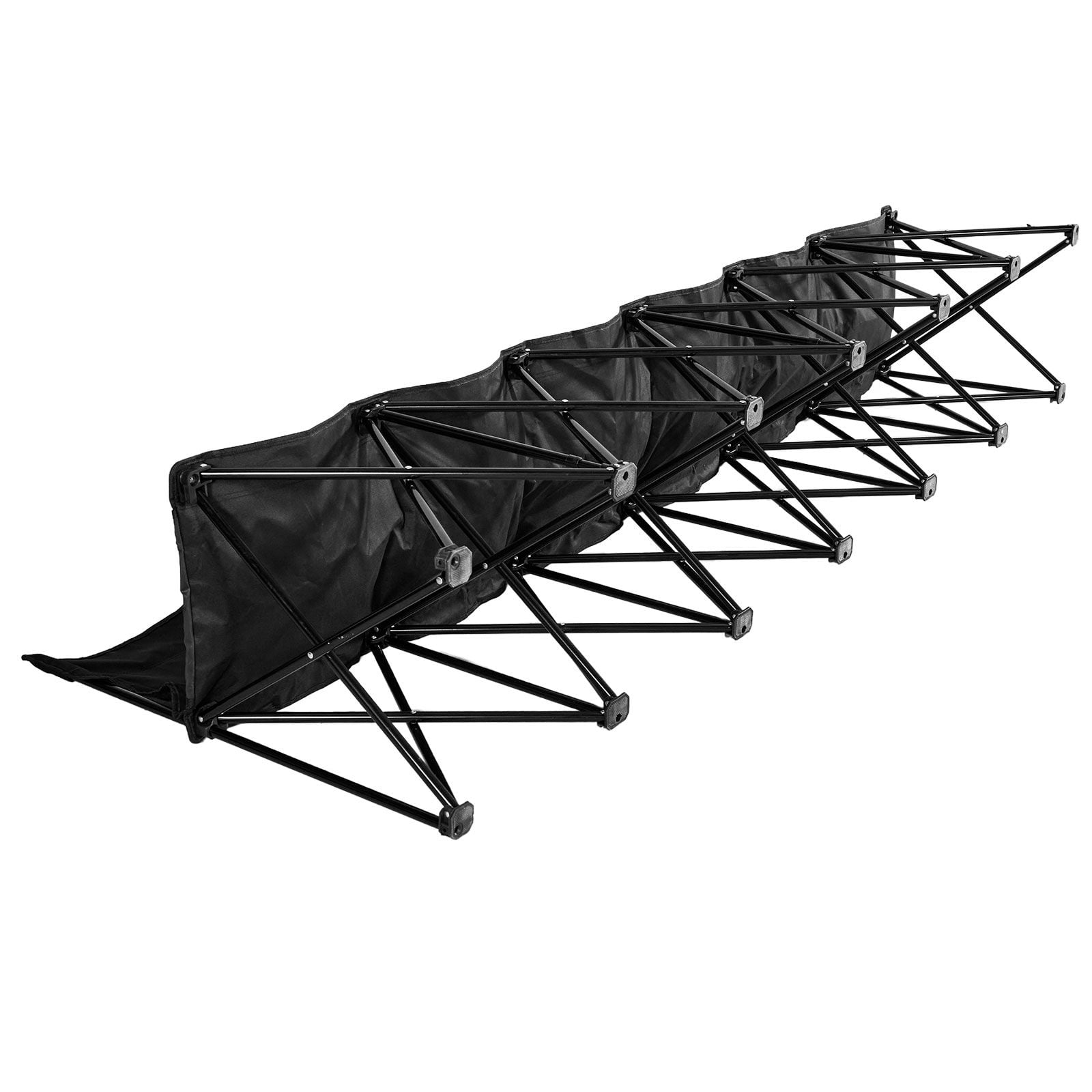 6 Person Portable Folding Sports Bench with Backrest, Multi Storage Pockets 600D Oxford Soccer Sideline Bench Φ16mm Iron Frame with Carry Bag for Football Baseball Camping Black