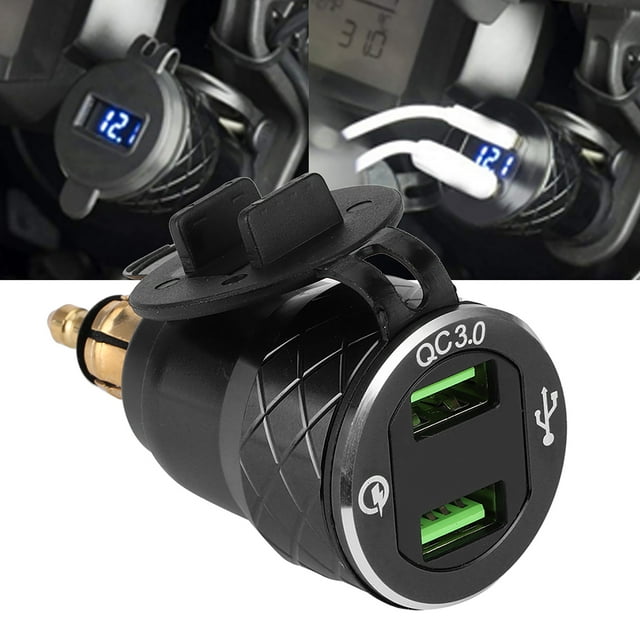 Cargador USB, puerto USB para motocicleta de 12 V a 24 V Puerto USB para motocicleta Cargador de alimentación USB Aspecto llamativo