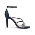 thumbnail image 3 of BLISSFUL STEP Women's Open Toe Rhinestone Strappy Ankle Strap Stiletto Heels Sandals Navy Blue (Size 10), 3 of 7