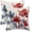 Blue Red Flower, variant on Blue Brown Pillow Covers 16x16 Inch Set of 2 Spring Watercolor Floral Throw Pillows Vintage Flower Seasonal Decorative Summer Outdoor Pillow Cases Farmhouse Linen Cushion Cover for Couch Sofa
