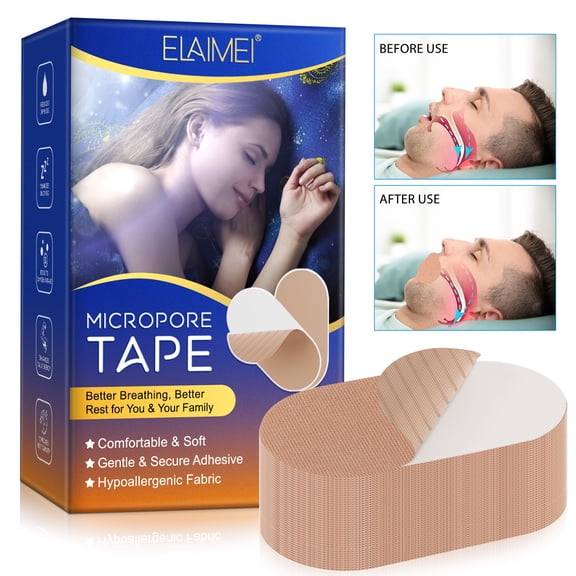 Elaimei Micropore Tape - Promote Healthy Nasal Breathing - Hypoallergenic Skin Friendly Adhesive Cotton Sleep Tape, Nude