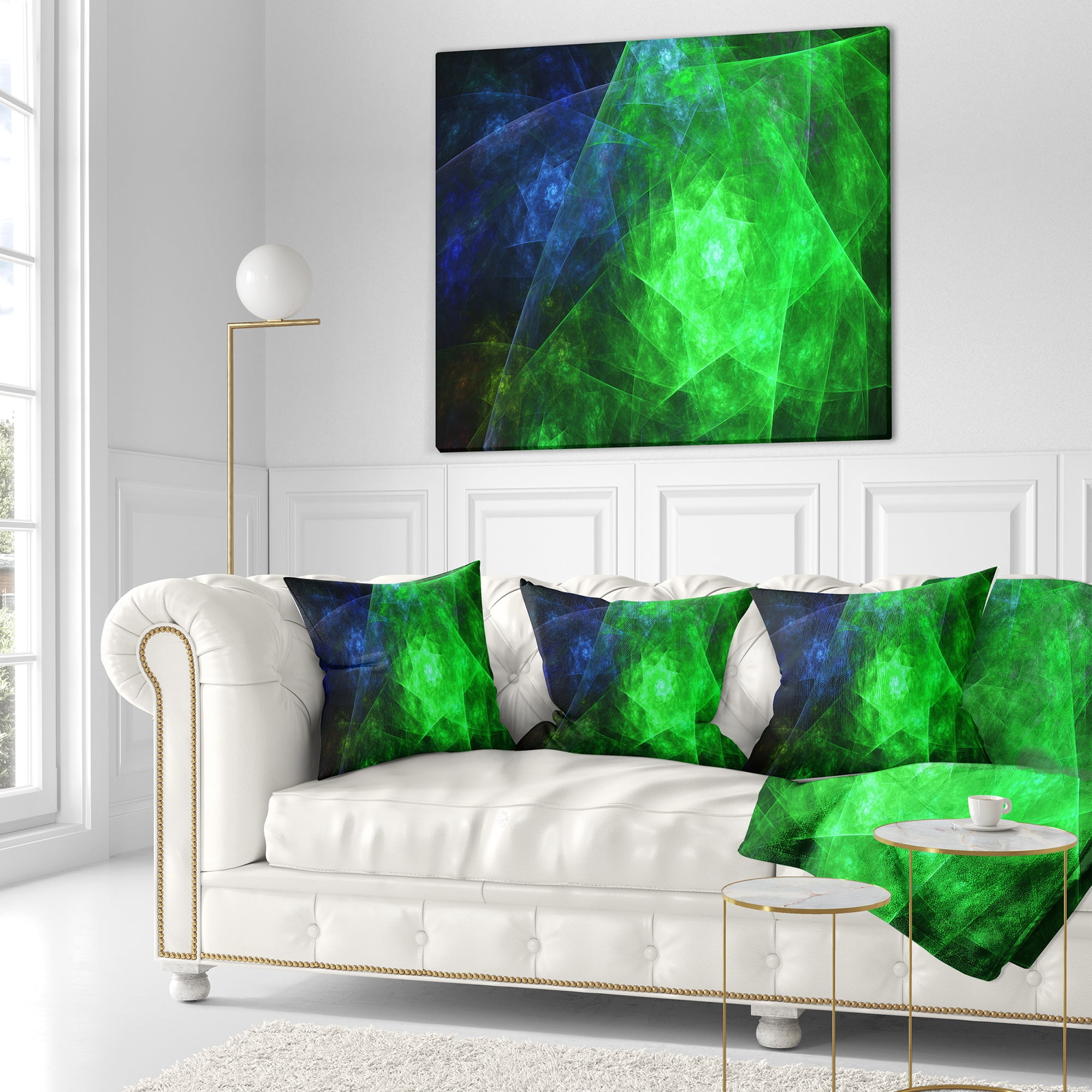 Designart Green Rotating Polyhedron - Abstract Throw Pillow - 18x18
