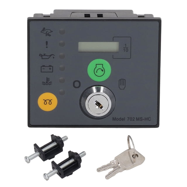 "702MS HC Generator Auto Start Controller with LCD Display, 8-35V DC Power, Emergency Stop & 5 Protection Functions"