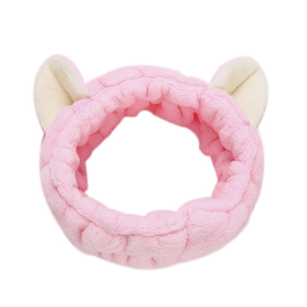 Worallymy Cute Elastic Ears Headband Women Girls Soft Makeup Face