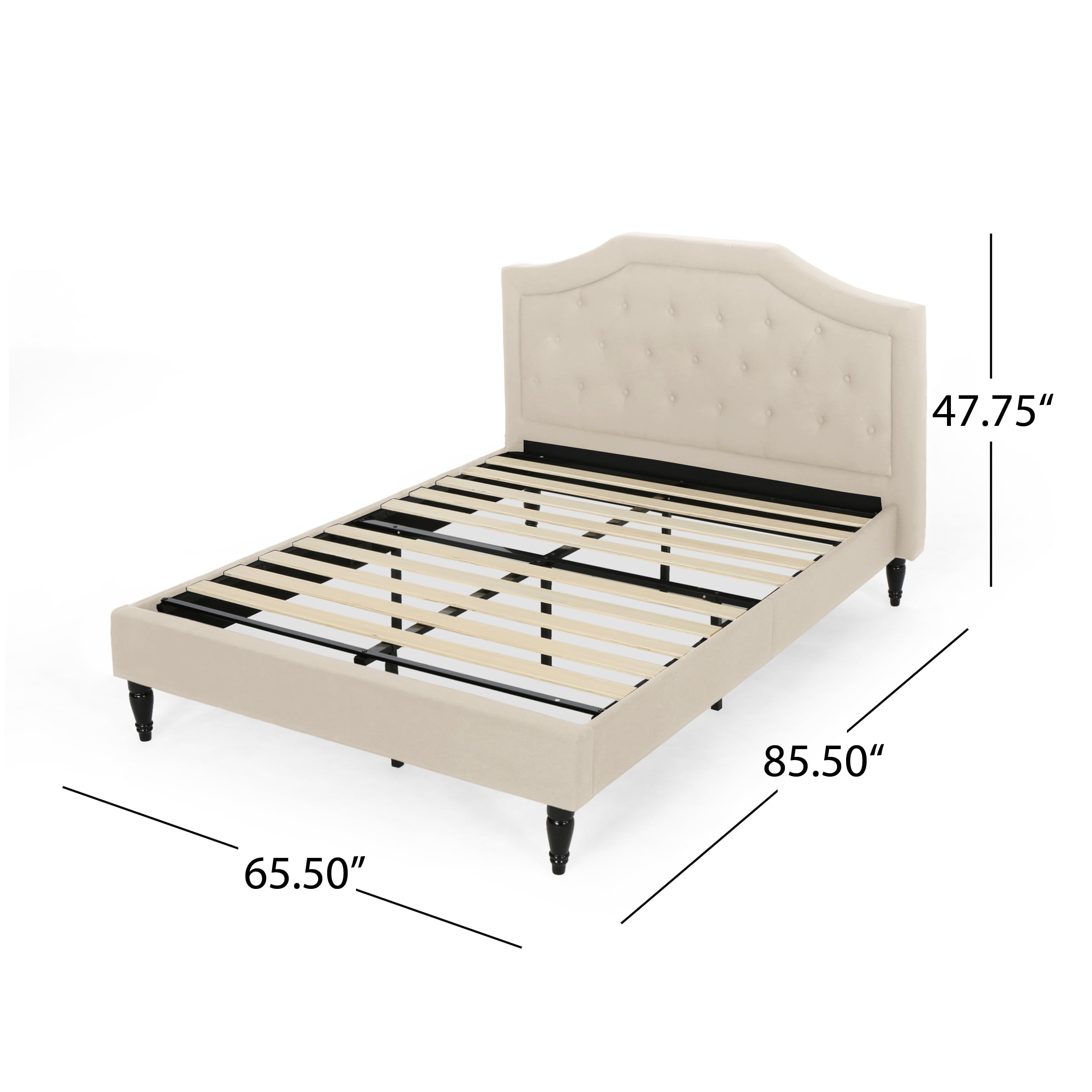 Noble House Ansley Contemporary Fabric Upholstered Queen Sized Bed Set, Beige