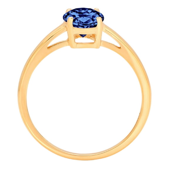 1 ct Oval Cut Simulated Tanzanite Solitaire Engagement Ring for Women in 18K Yellow Gold