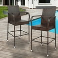 thumbnail image 5 of Zimtown 2 PCS Rattan Wicker Bar Stool Dining High Counter Chair Patio Furniture, Brown Gradient, Patio Bar Chairs, 5 of 8
