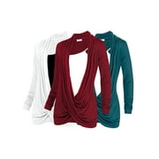 Free to Live 3 Pack Women's Lightweight Long Sleeve Knitted Cardigan, Criss Cross Pullover Nursing Tops