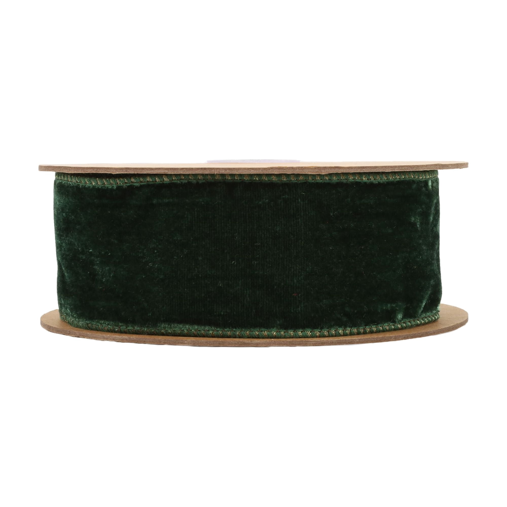 LaRibbons 2 1/2" Wired Green Velvet Ribbon, 10 Yard Roll