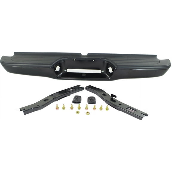 Step Bumper Compatible with Toyota Tacoma 1995-2004 Assembly Painted Black Steel Fleetside All Cab Types with Mounting Bracket
