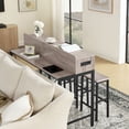 thumbnail image 4 of 4 Piece Bar Table Set with Power Outlet and LED Light, Counter Height Table with 3 Stools,Industrial Style Console Table Set for Living Room, Dining Room, Game Room,Gray, 4 of 12