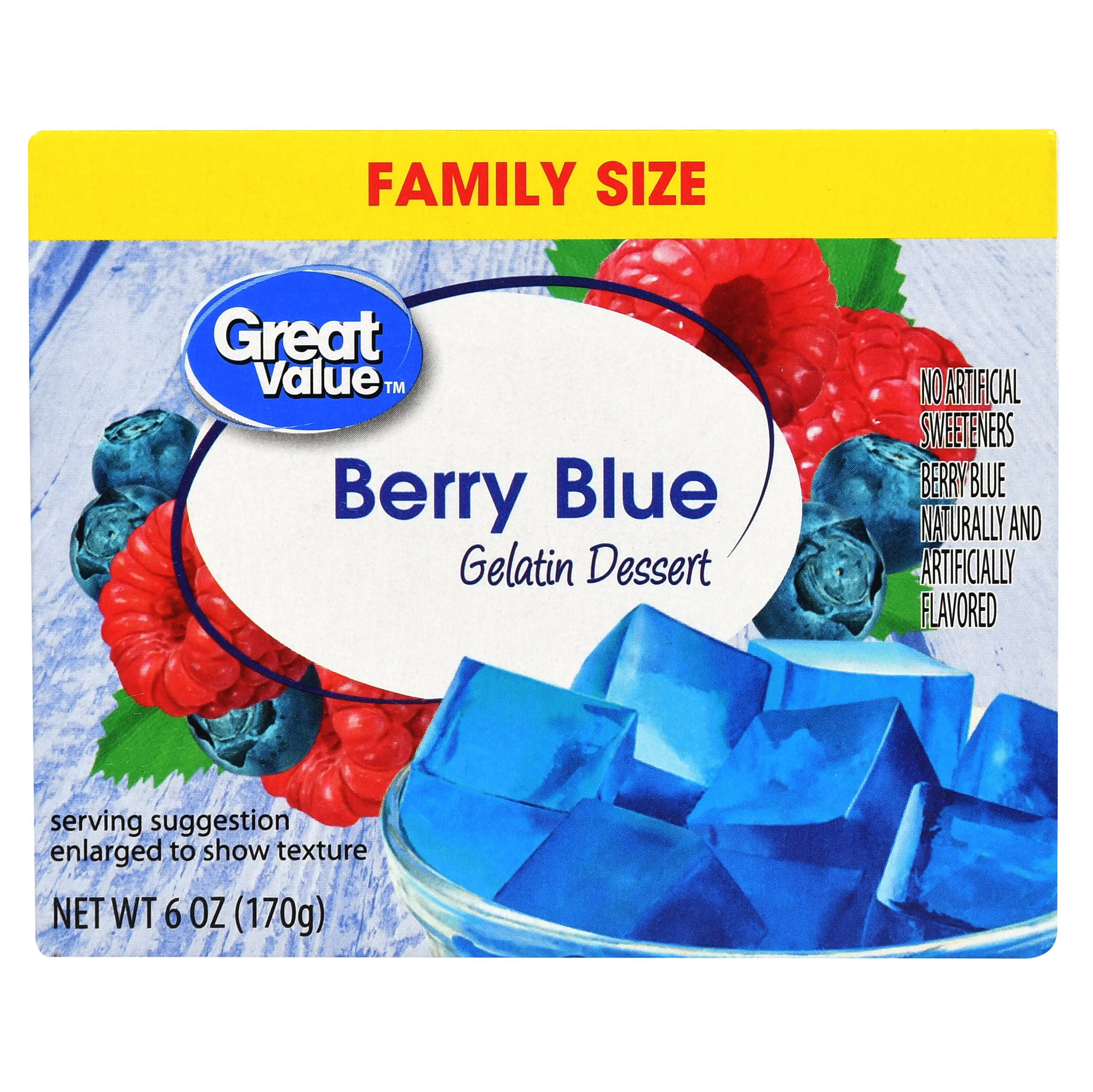 Great Value Gelatin Dessert, Family Size, Berry Blue, 6 oz