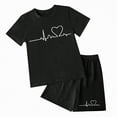 thumbnail image 4 of TOWED22 Toddler Kid Girl Outfits Clothes Floral Short Sleeve T-Shirt Top + Waist Pocketed Summer Short Sets 4-7T Girl Clothes(Black,5-6 Y), 4 of 4